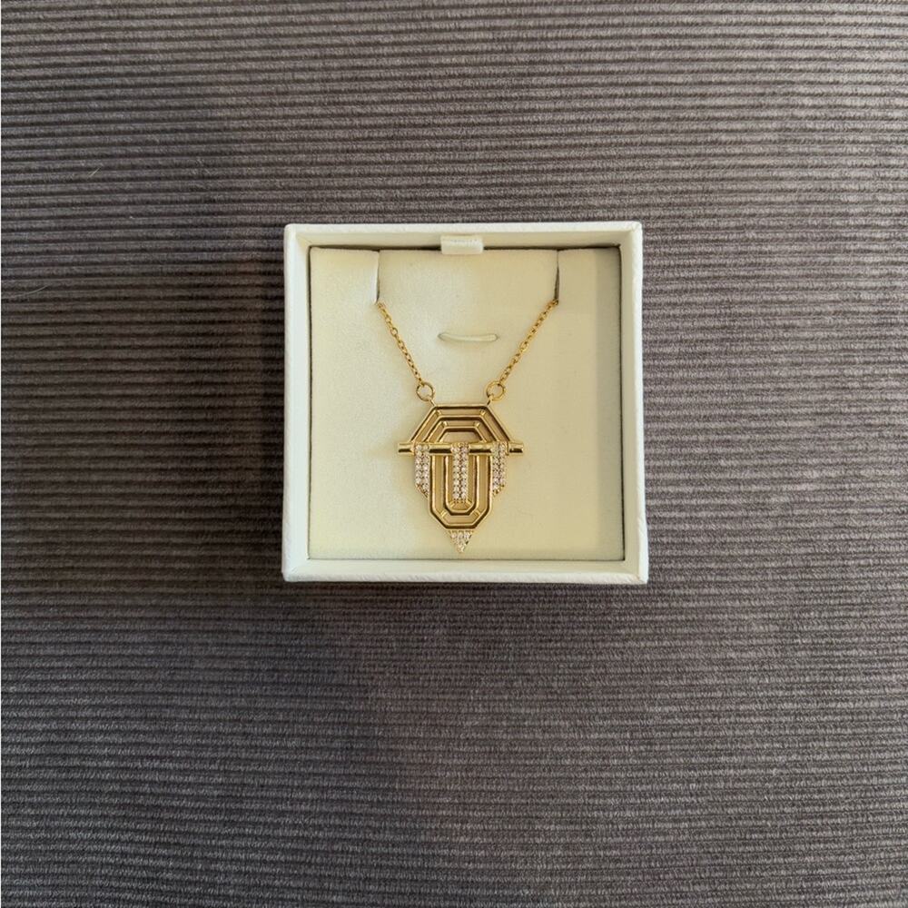 Gold Tone Geometric Pendant Necklace - Women's Jewelry - Picture 7 of 7